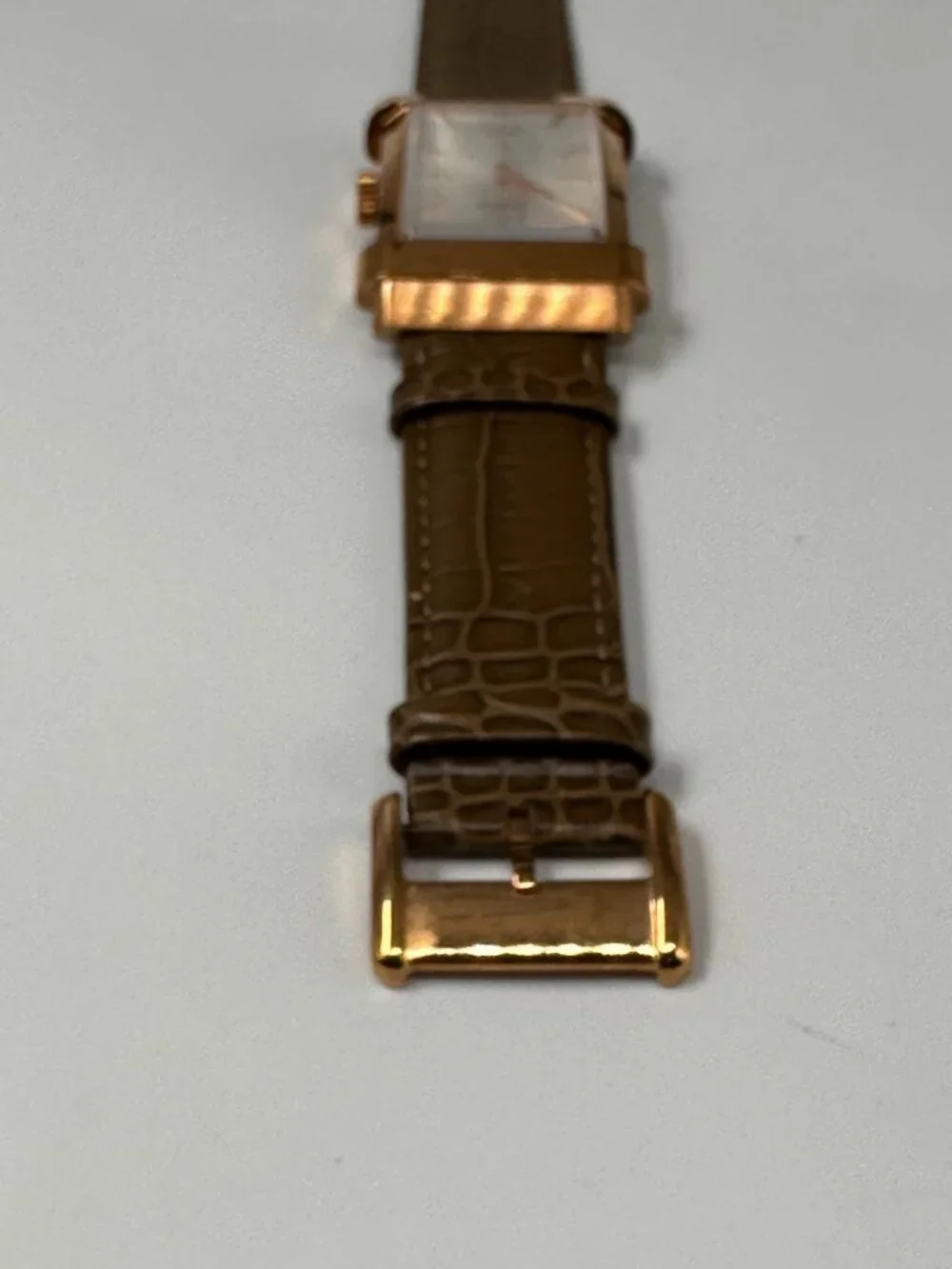 XO Retro MCML Watch Mens Rose Gold Tone Green Leather Band New Battery 9.5